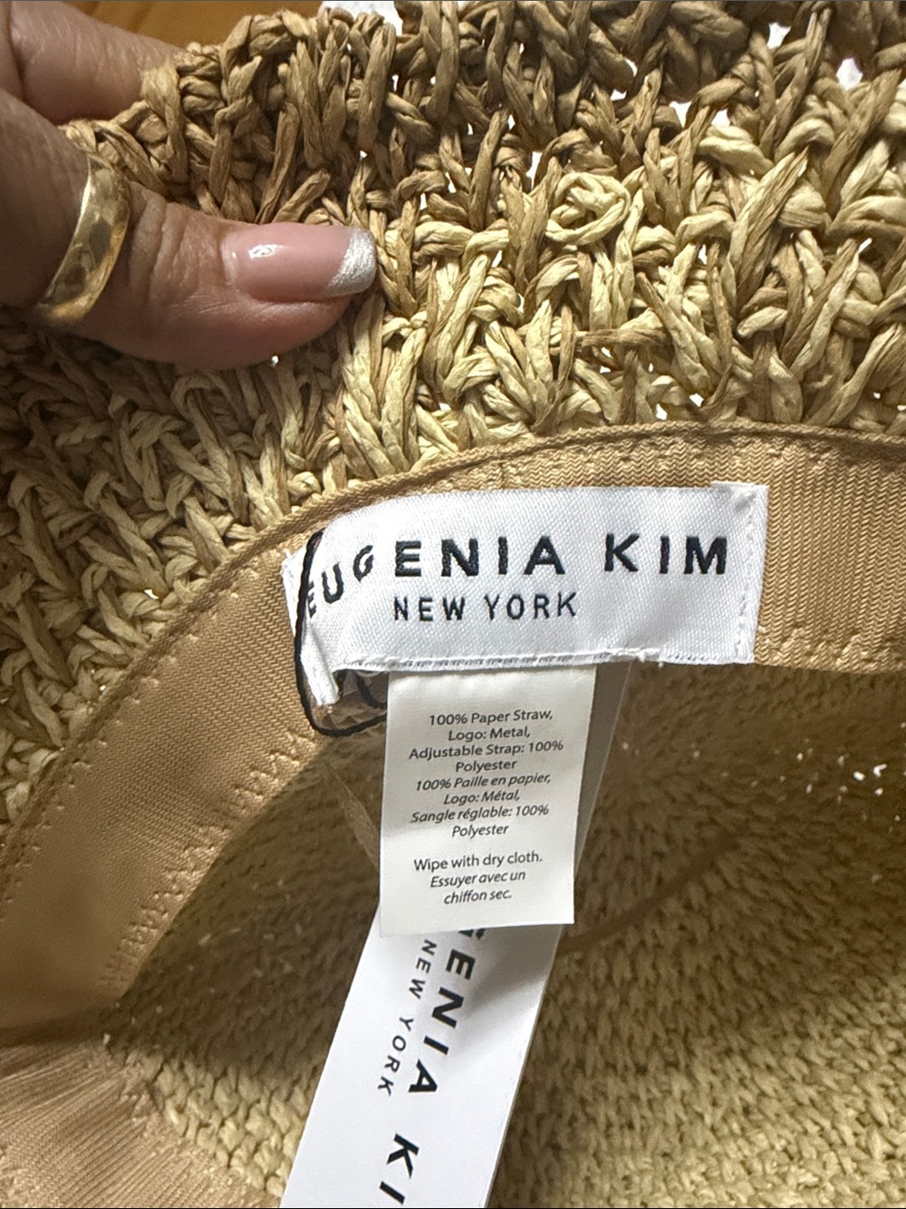 NWT Eugenia Kim Straw Bucket Hat Two Tone Tan One Size - Picture 6 of 8